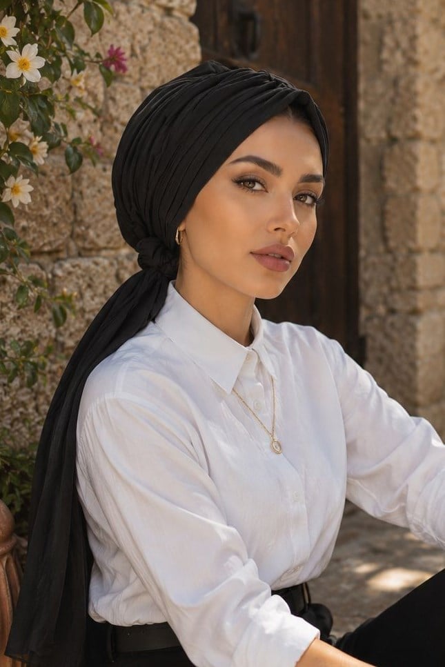 Siyah Piliseli Hazır Başlık & Tokalı Bone