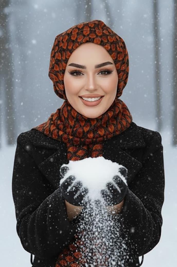 Siyah Taba Desenli Tesettür Bere