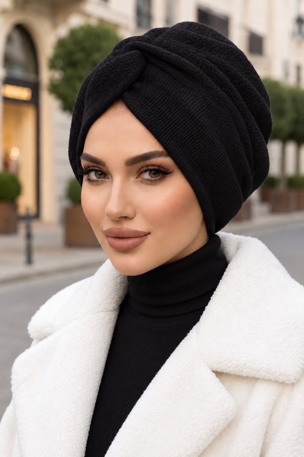 Siyah Triko Kışlık Burgu Bone