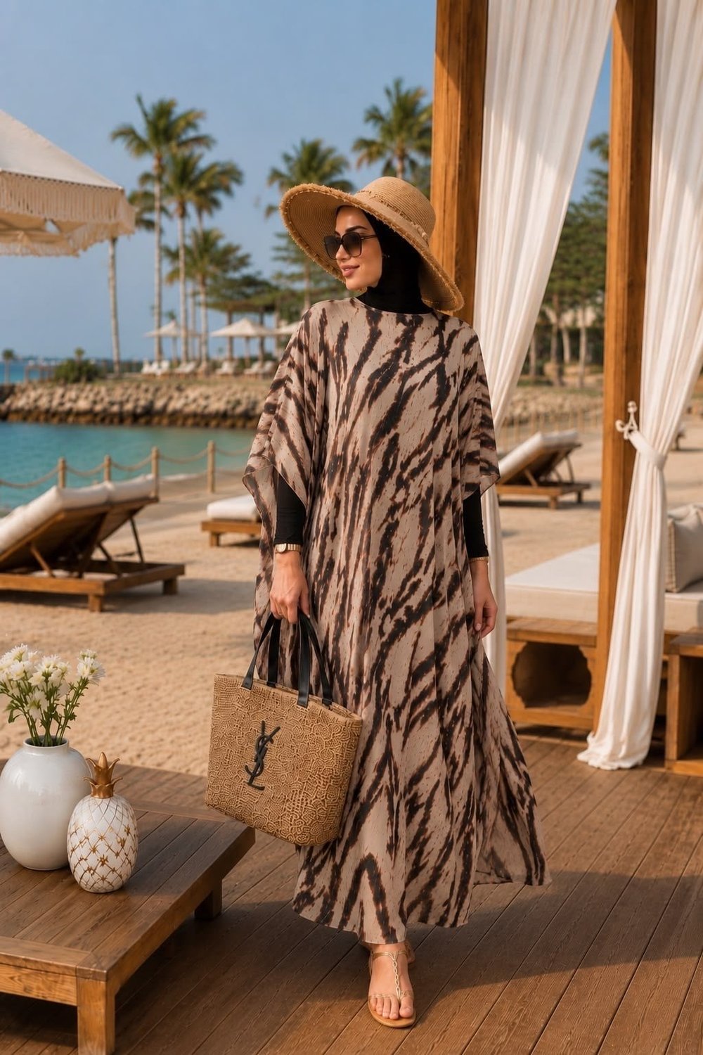 Siyah Zebra Tesettür Pareo