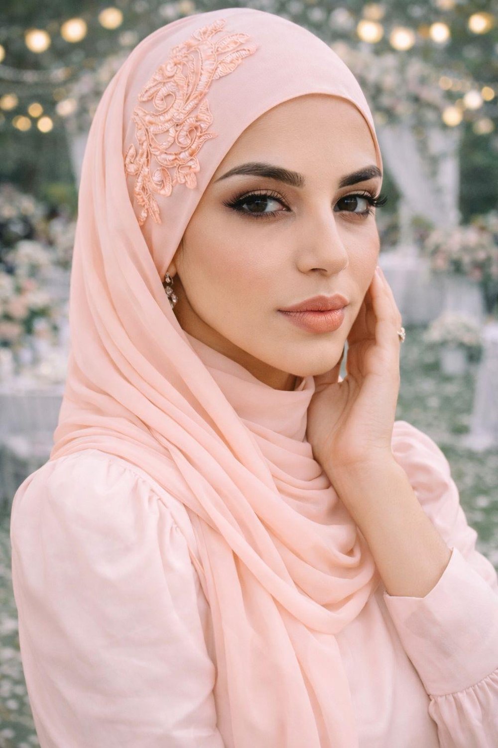 Somon Nakışlı Bandana Abiye Şal