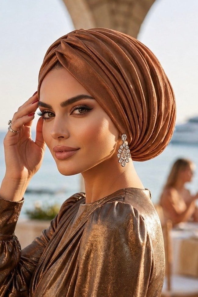 Tarçın Rengi Çift Katlı Drapeli Salaş Bone