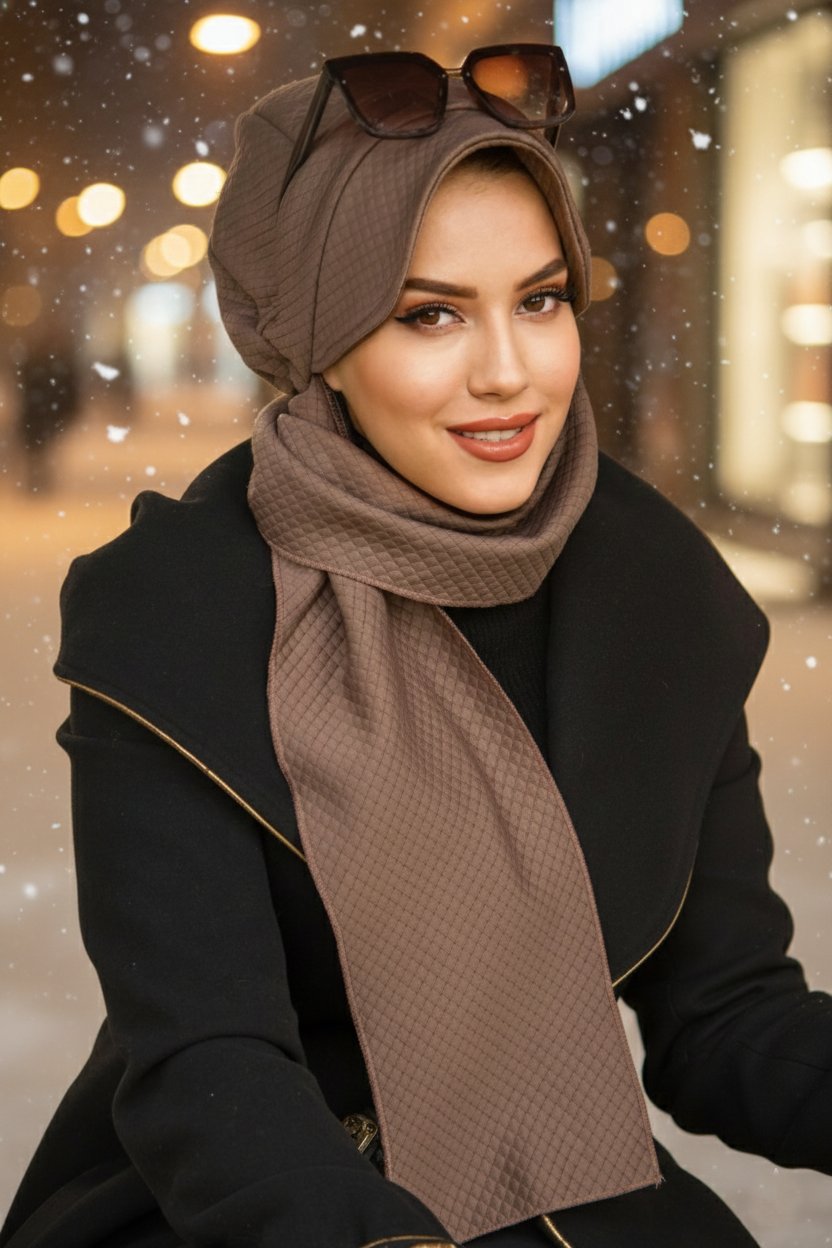 Vizon Kapitone Atkılı Tesettür Şapka