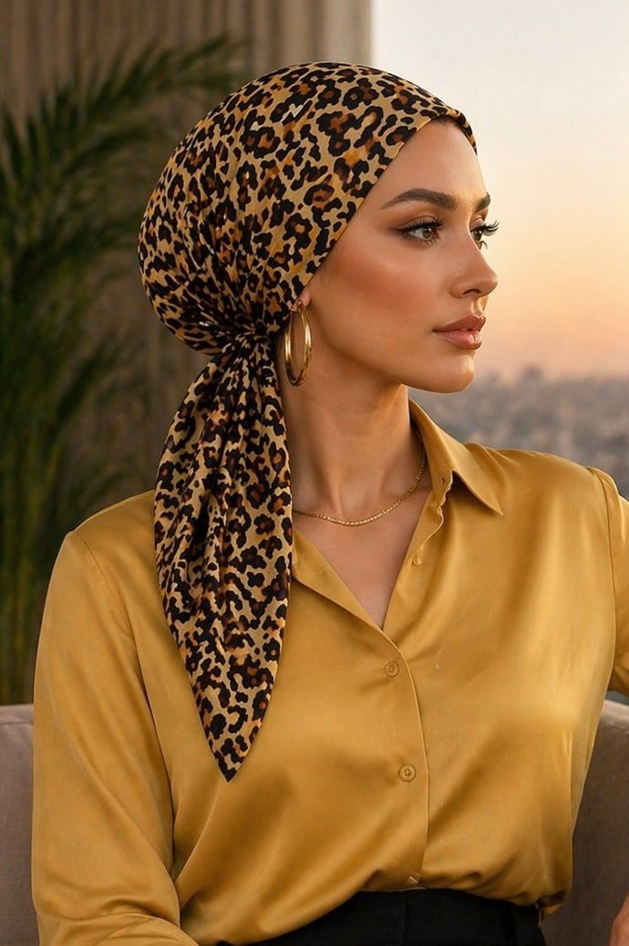 Vizon Leopar Eşarp Bone