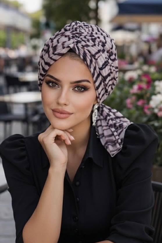 Zebra Desen Tül Tokalı Bone