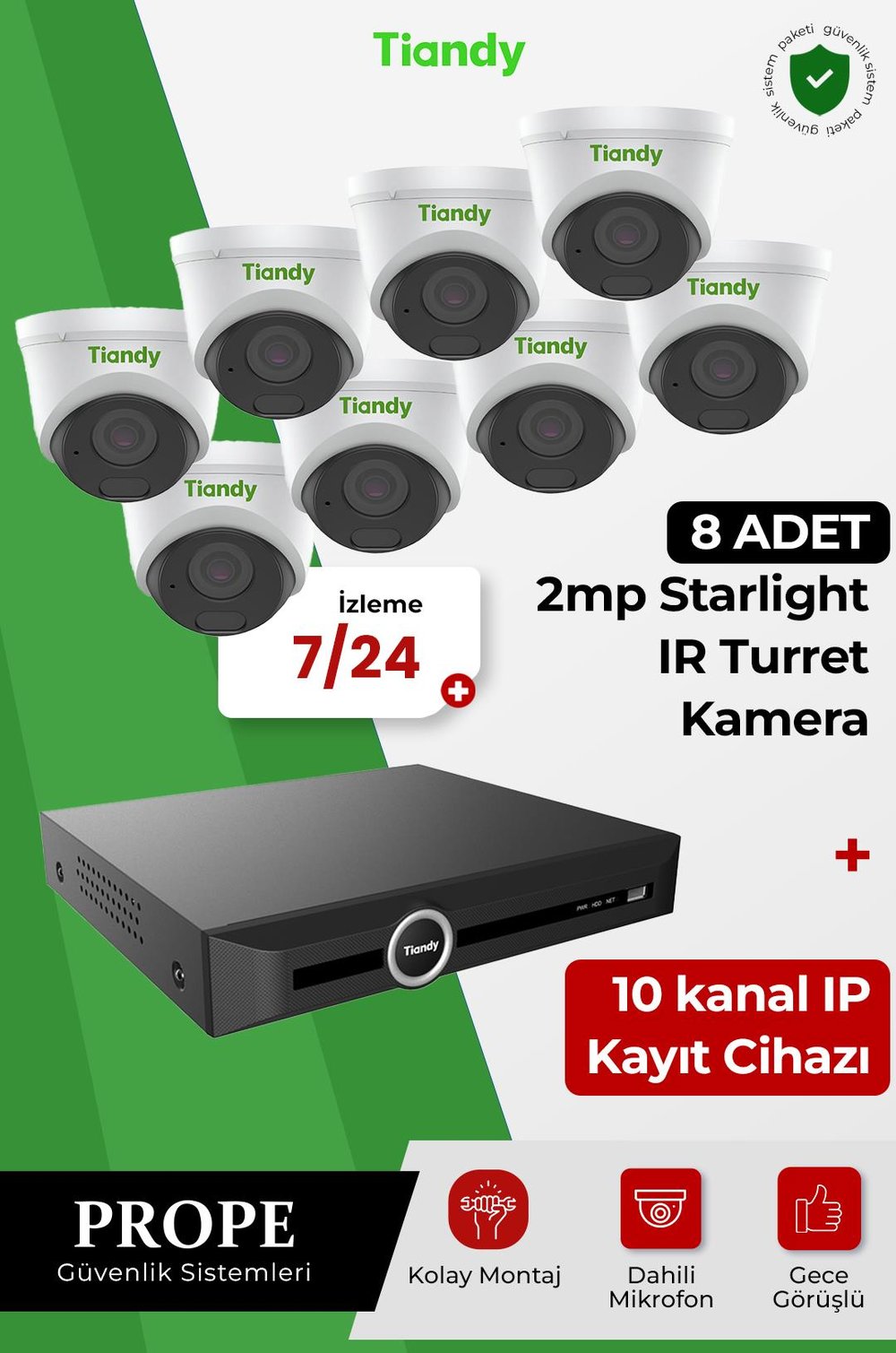 TIANDY PGI00008C01IP-I-TIA08ST  8 Kameralı Ip Sistem Paketi