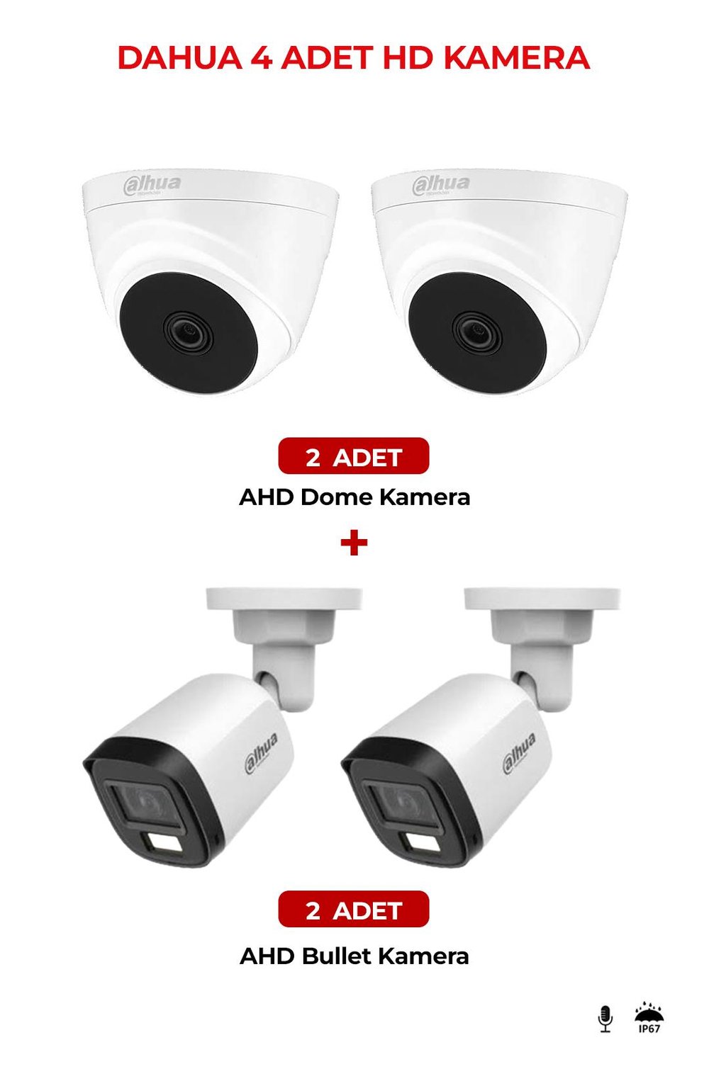 DAHUA HAC-T1A21P-U 4 Adet Hd Kamera Paket