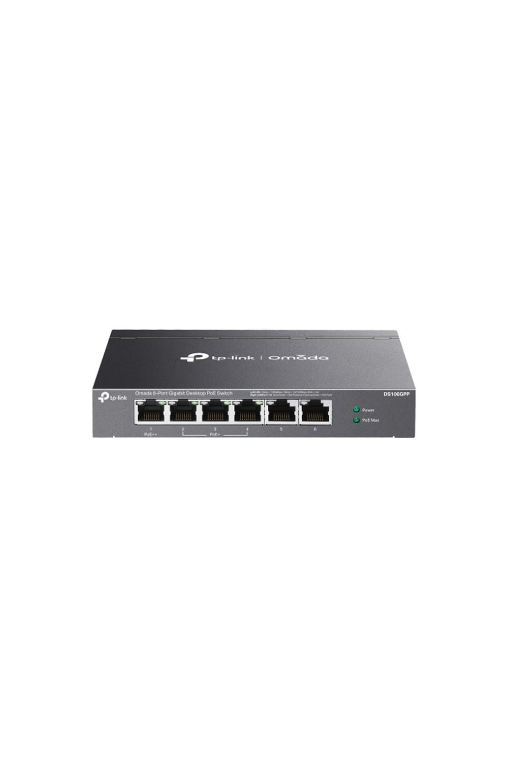 OMADA DS106GPP, 6 Port Gigabit, 3 Port Gigabit PoE+, 64W, 1 Port Gigabit PoE++, Yönetilemez, Metal Kasa Masaüstü Sessiz Switch