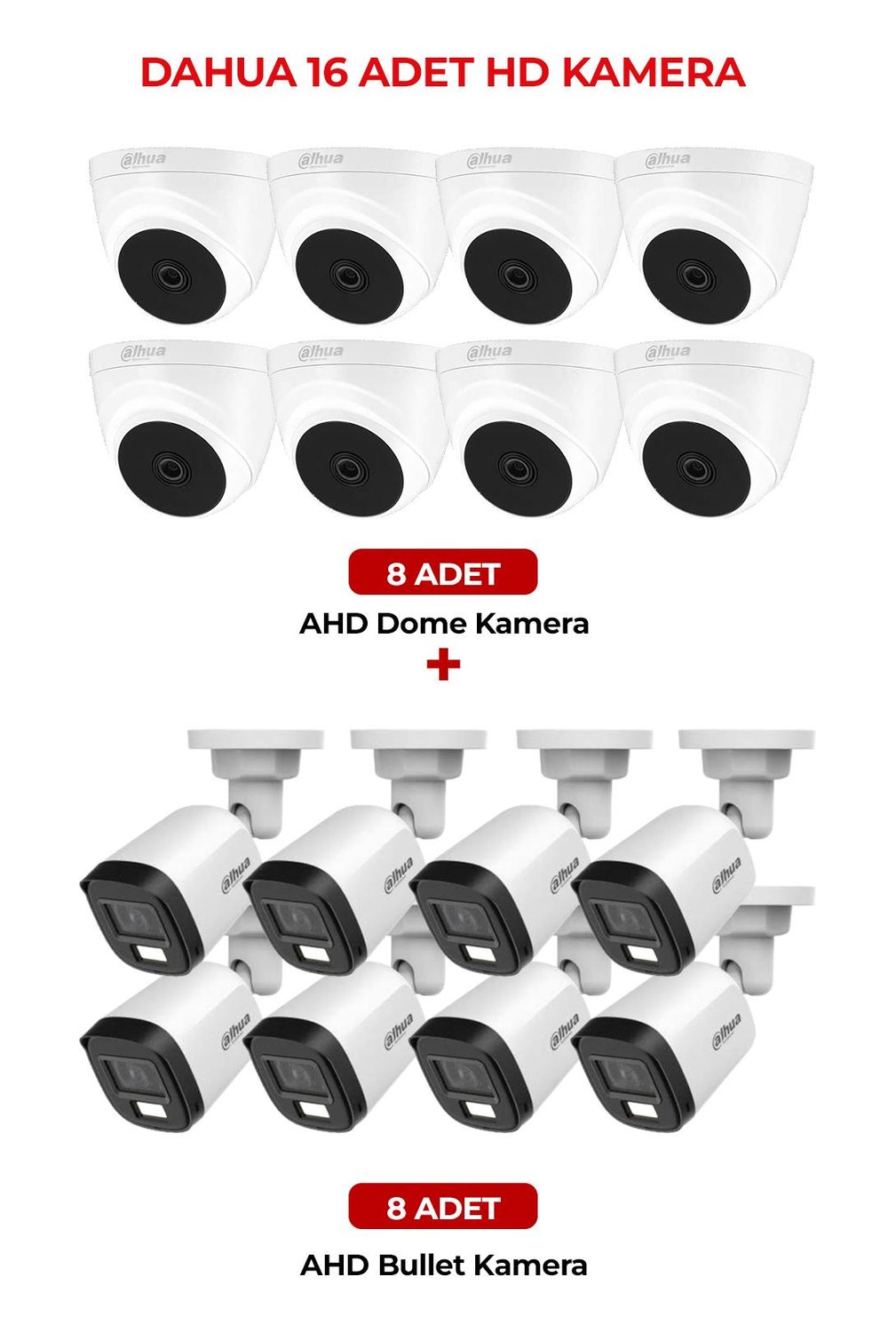 DAHUA HAC-T1A21P-U 16 Adet Hd Kamera Paket