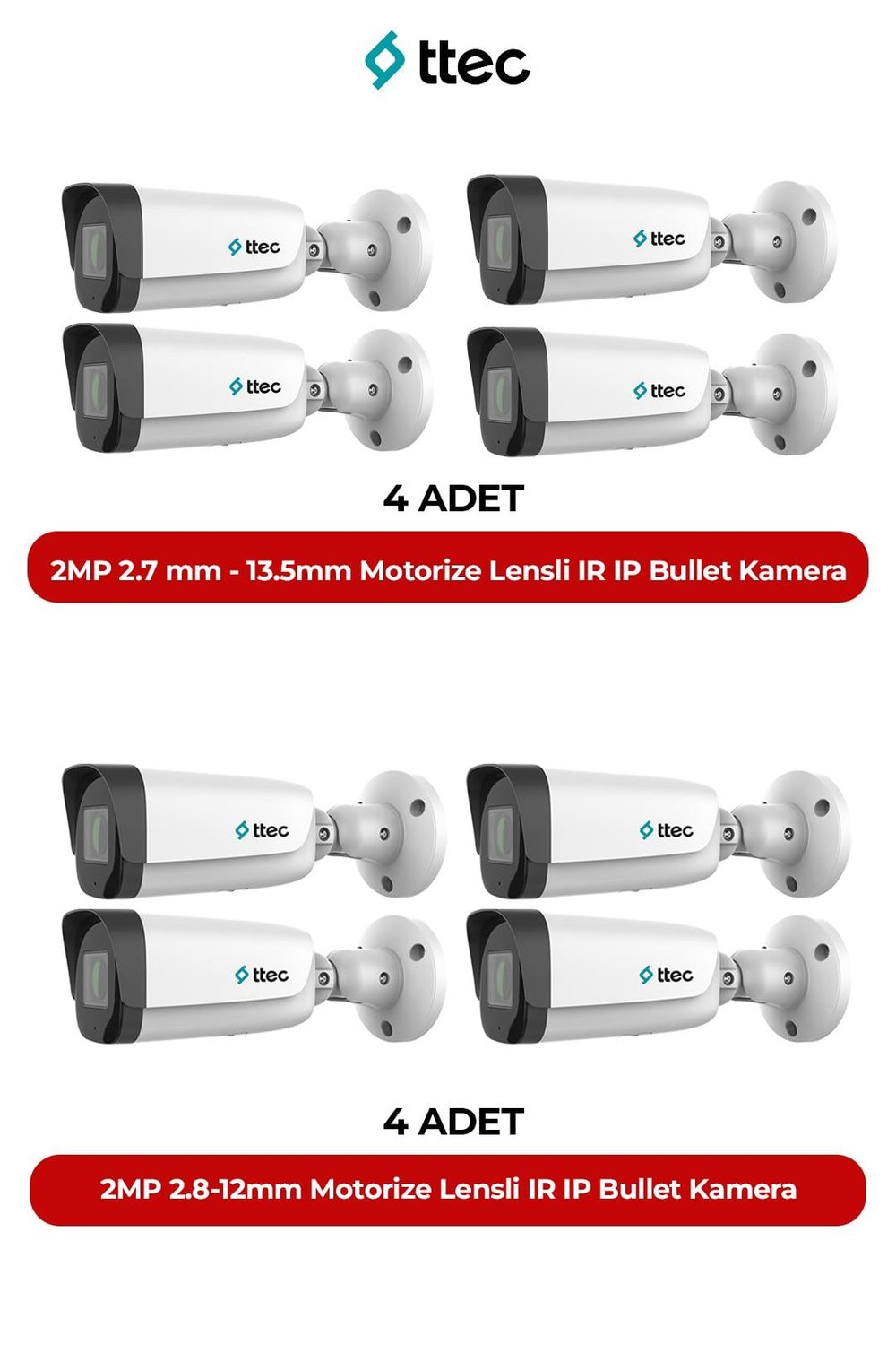 TTEC IPBM-2380L-WMASZ/S 8 Adet Ip Kamera Paket