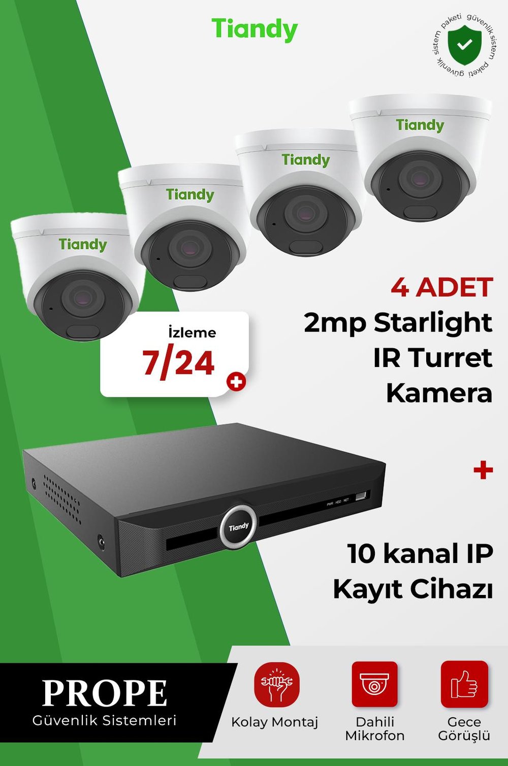 TIANDY PGI00004C01IP-I-TIA04ST 4 Kameralı Sistem Paketi