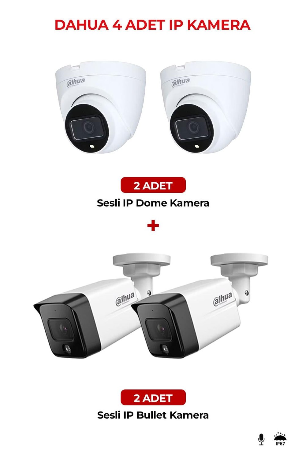 DAHUA IPC-HFW1230TC-SA 4 Adet Ip Kamera Paket