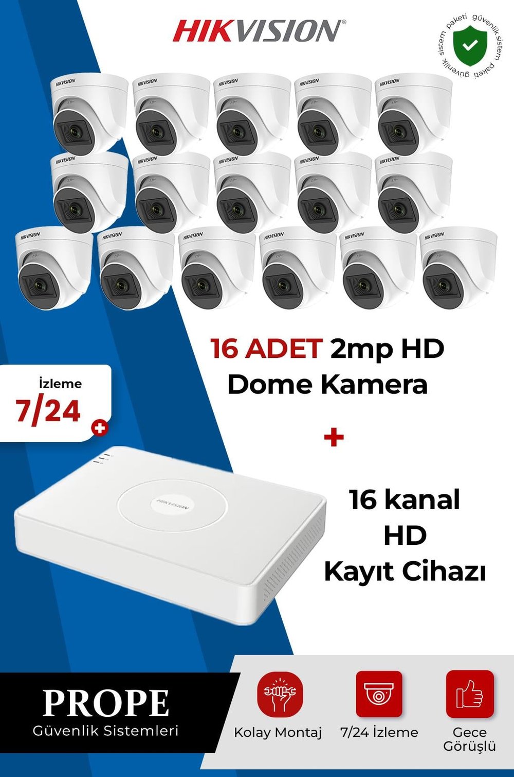 HIKVISION DS-2CE76D0T 16 Kameralı Hd Sistem Paketi