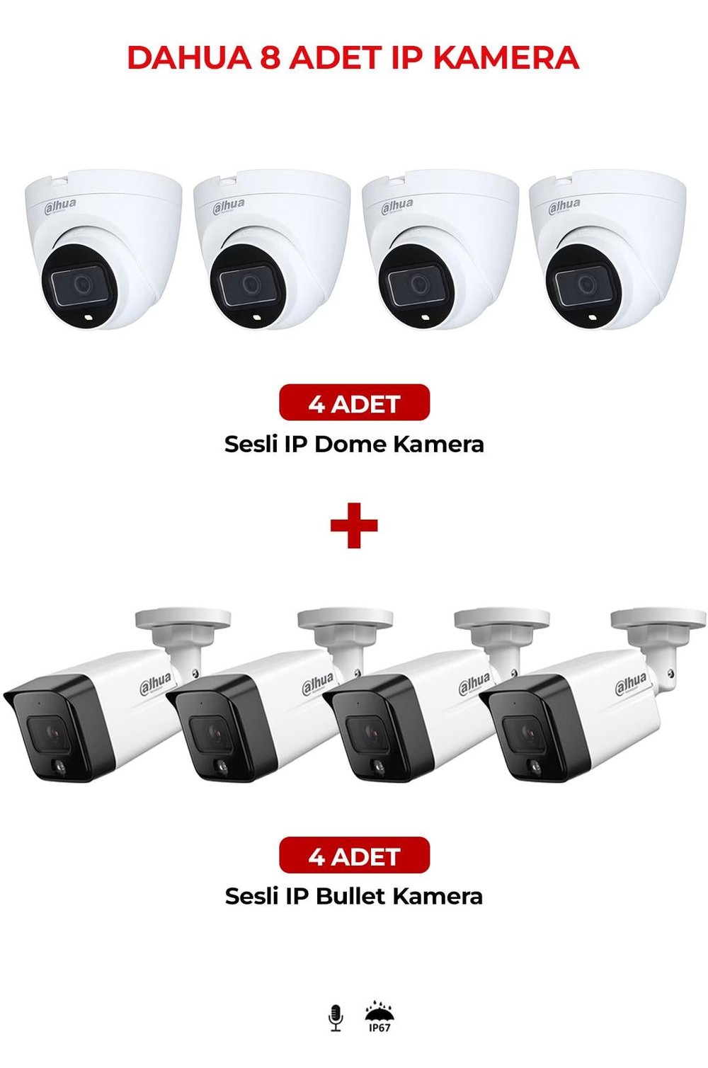 DAHUA IPC-HFW1230TC-SA 8 Adet Ip Kamera Paket