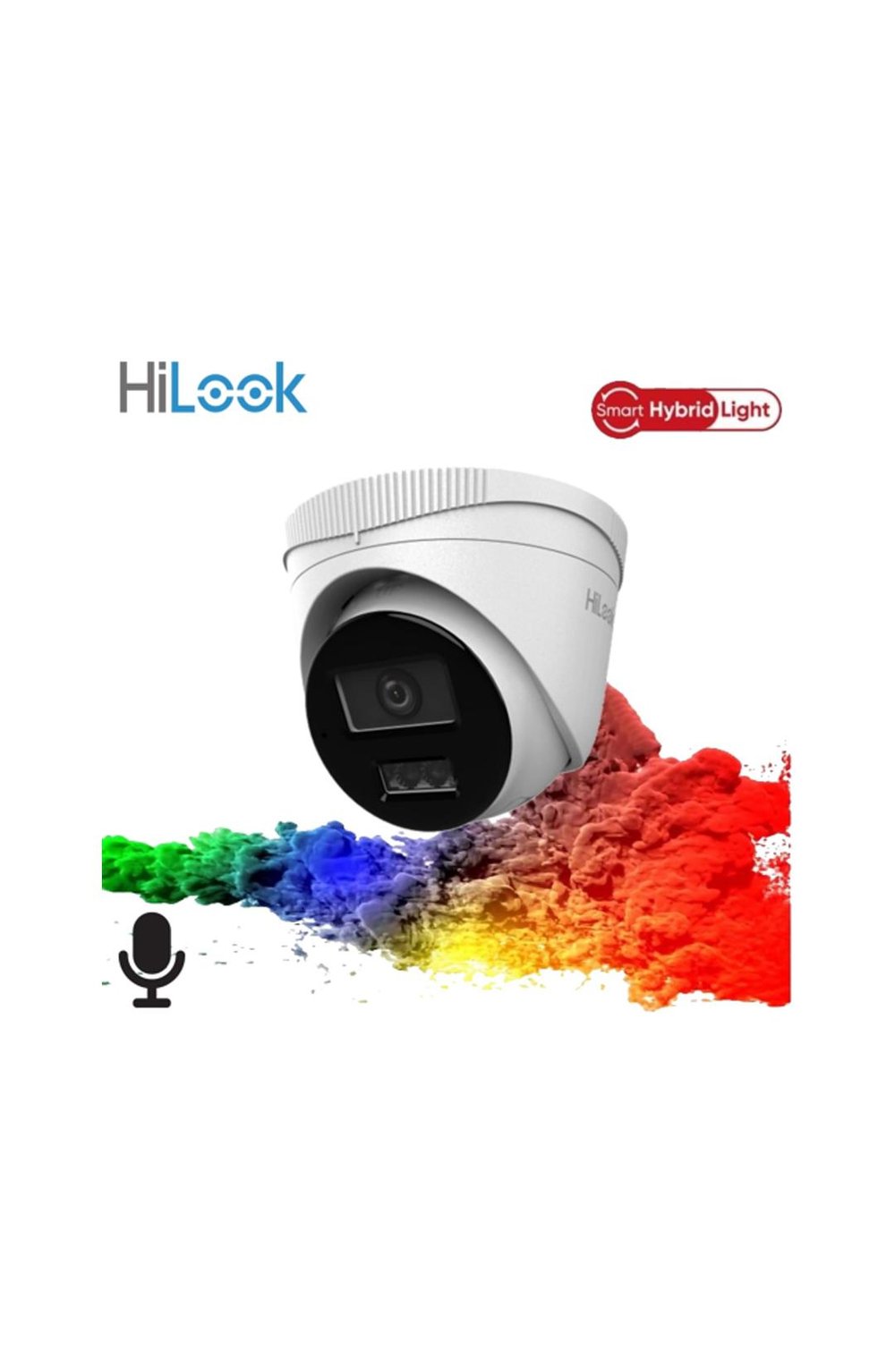 HILOOK IPC-T220HA-LUFC, 2Mpix, 2,8mm Lens, H265+, Dual Light, 20Mt Gece Görüşü, Dahili Mikrofon, IP67, PoE, Dome, IP Kamera