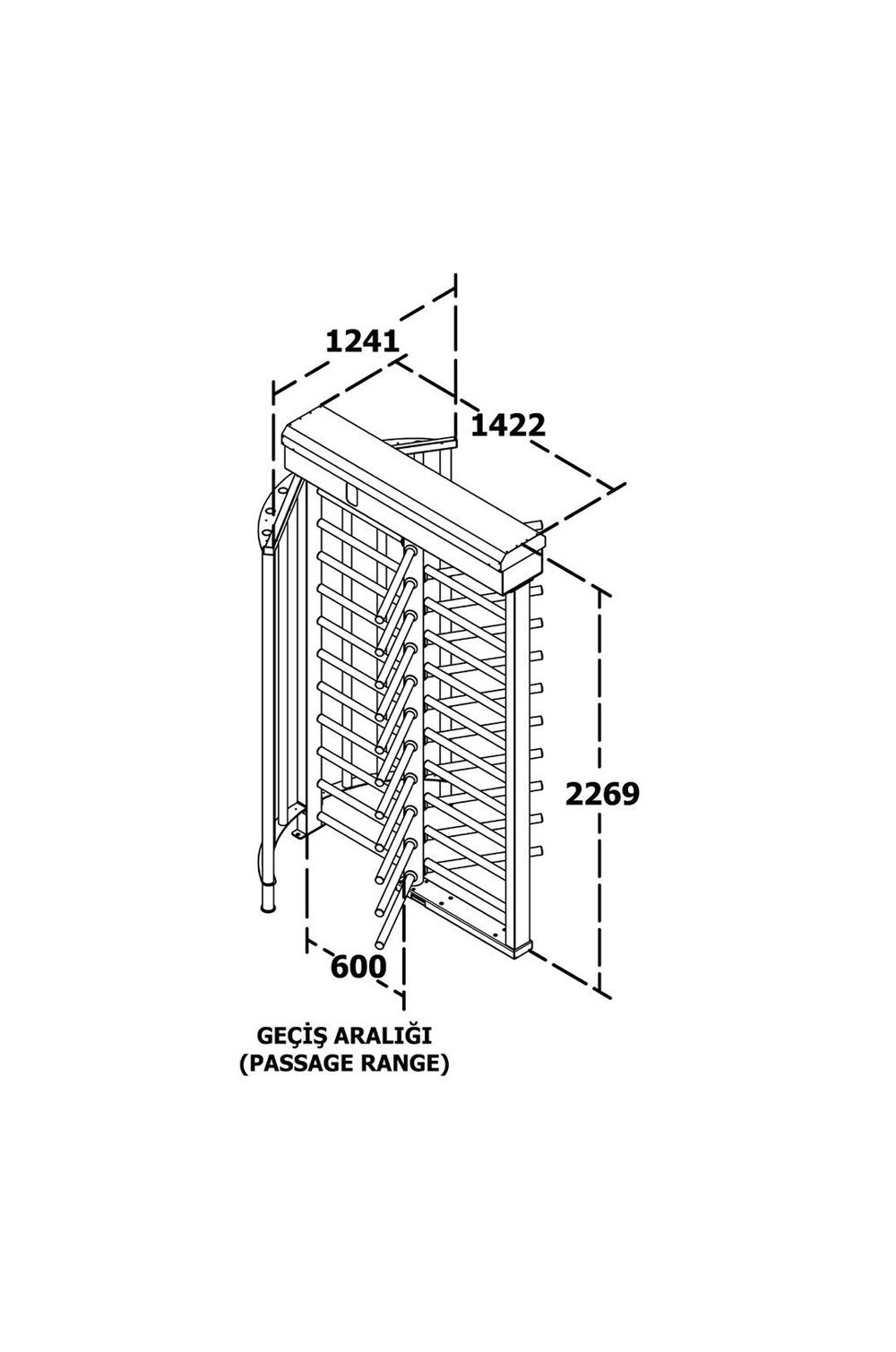 MAKİM T2500D Single 3 Kollu Boy Turnike Tamamı Galvanizli (180 Kg)