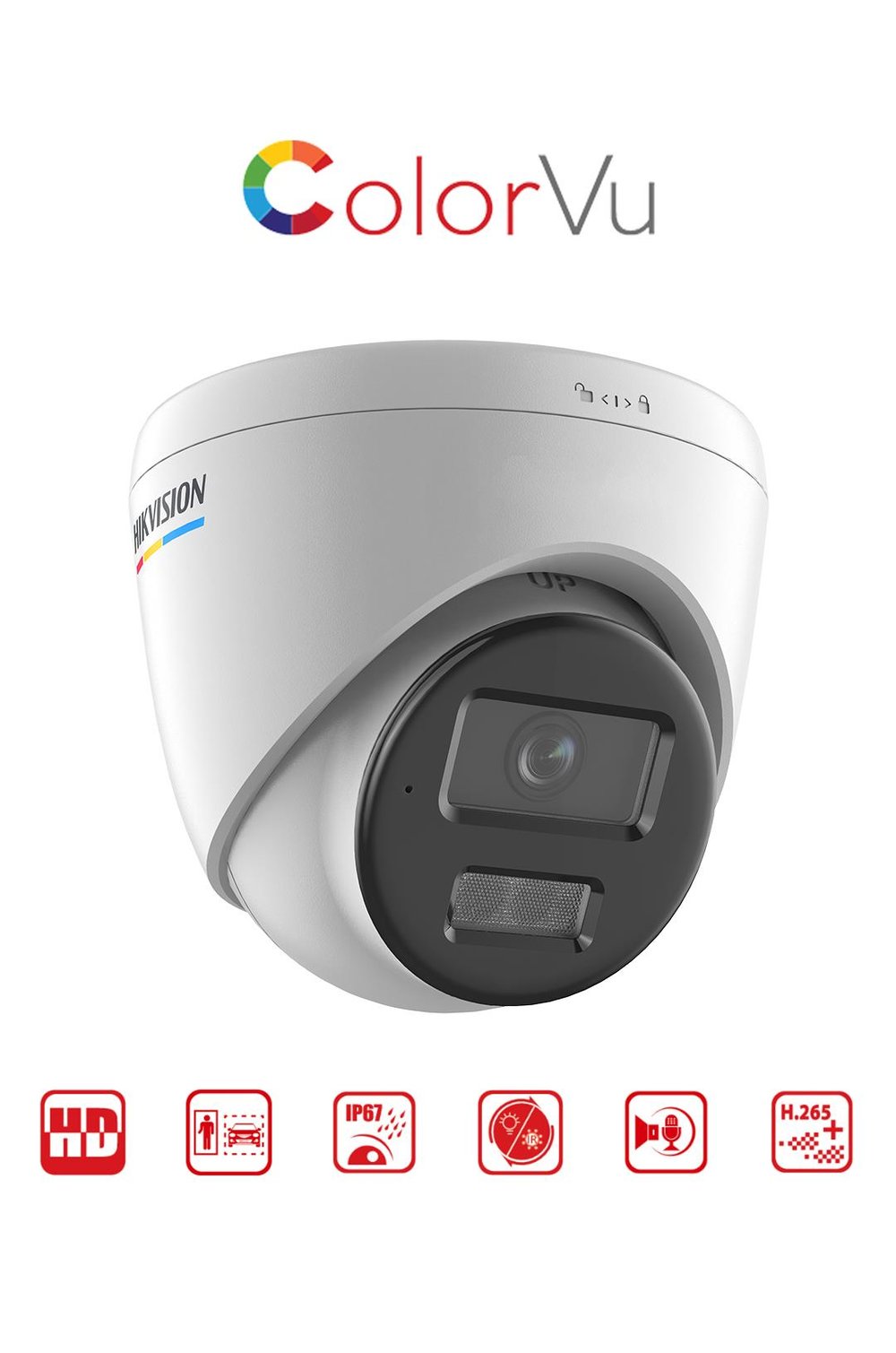 HIKVISION DS-2CD1327G2H-LIUF, 2Mpix, 2.8mm Lens, Dahili Mikrofon, Dome IP Kamera