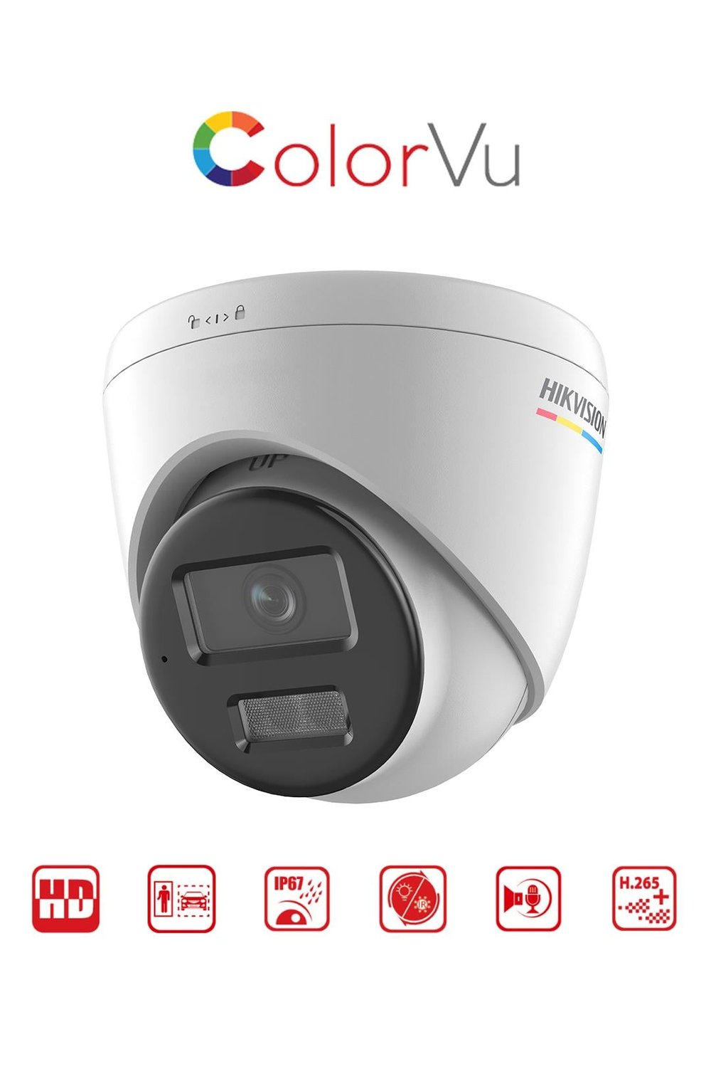 HIKVISION DS-2CD1327G2H-LIUF, 2Mpix, 2.8mm Lens, Dahili Mikrofon, Dome IP Kamera