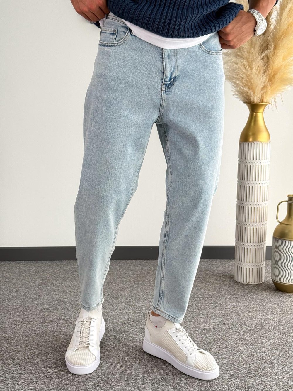 Boyfriend Kalıp Kot Pantolon Jeans Buz Mavisi