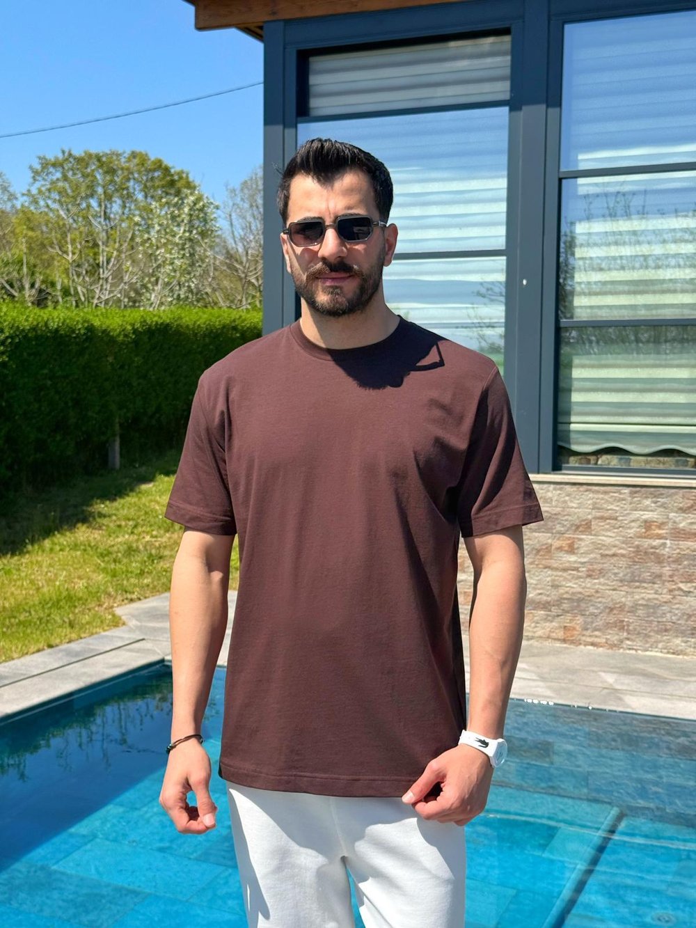 Kahverengi Yazlık Basic Oversize T-Shirt