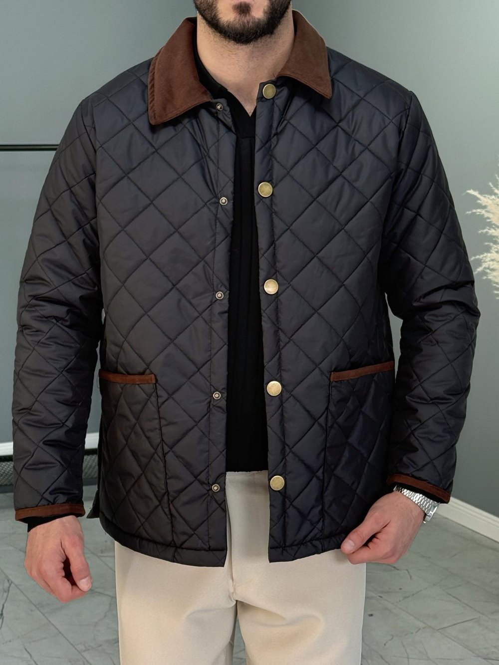 Siyah Oxford Kapitone Ceket