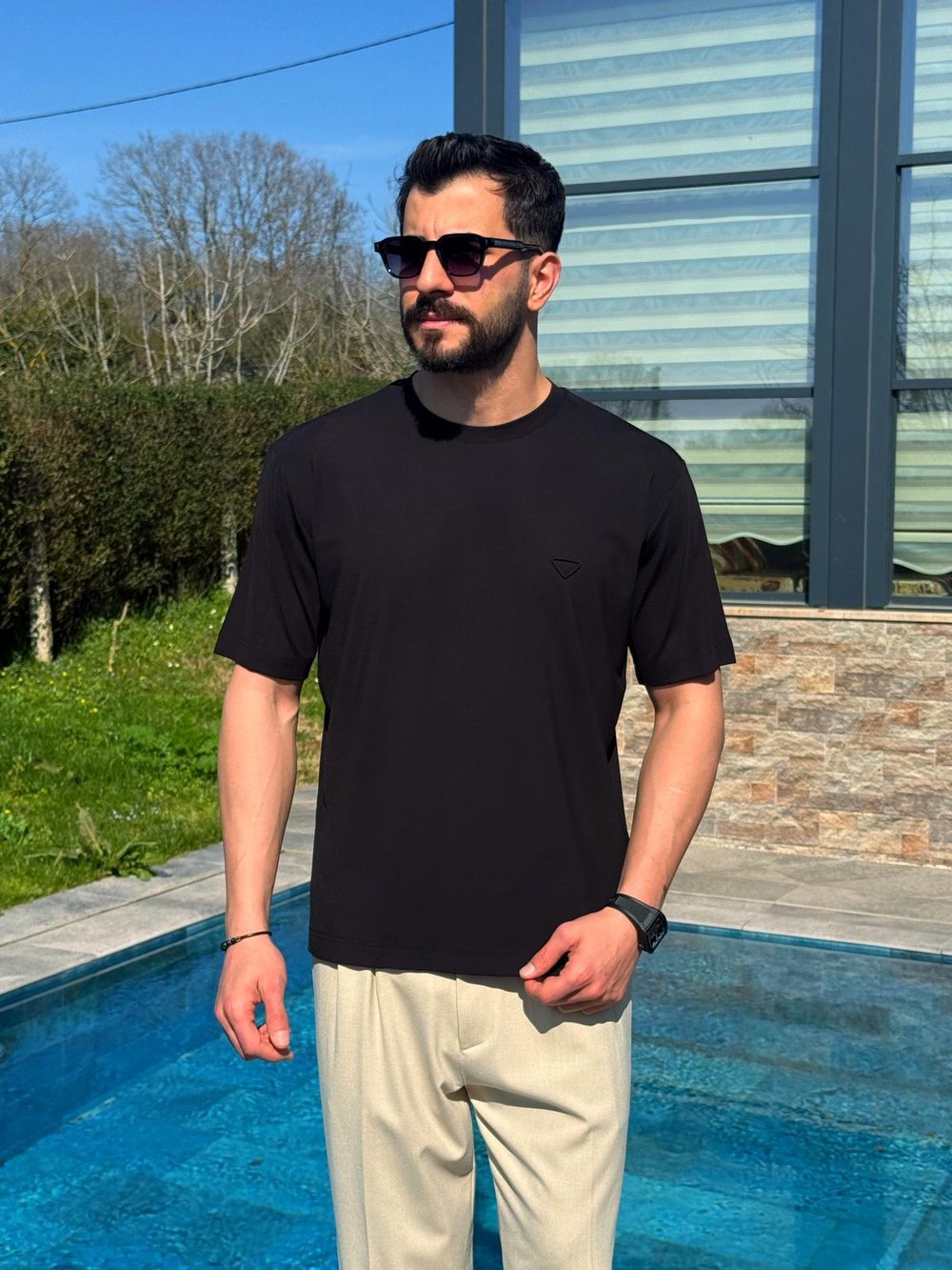 Siyah Yazlık Zarif Tensel T-Shirt