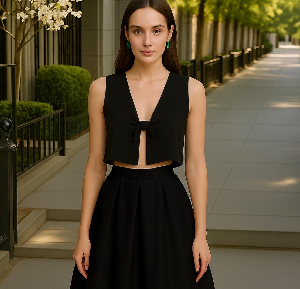 BÜSTİYERKadın Saten Önden Bağlamalı Siyah Bustiyer