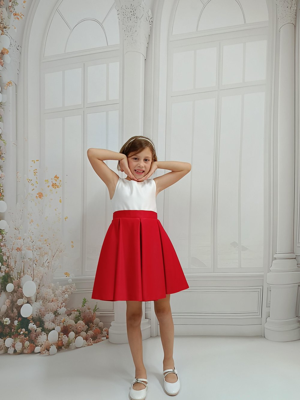 Abiye & Mezuniyet ElbisesiAda Model Kırmızı Pileli 23 Nisan ,29 Ekim , Mezuniyet Elbise