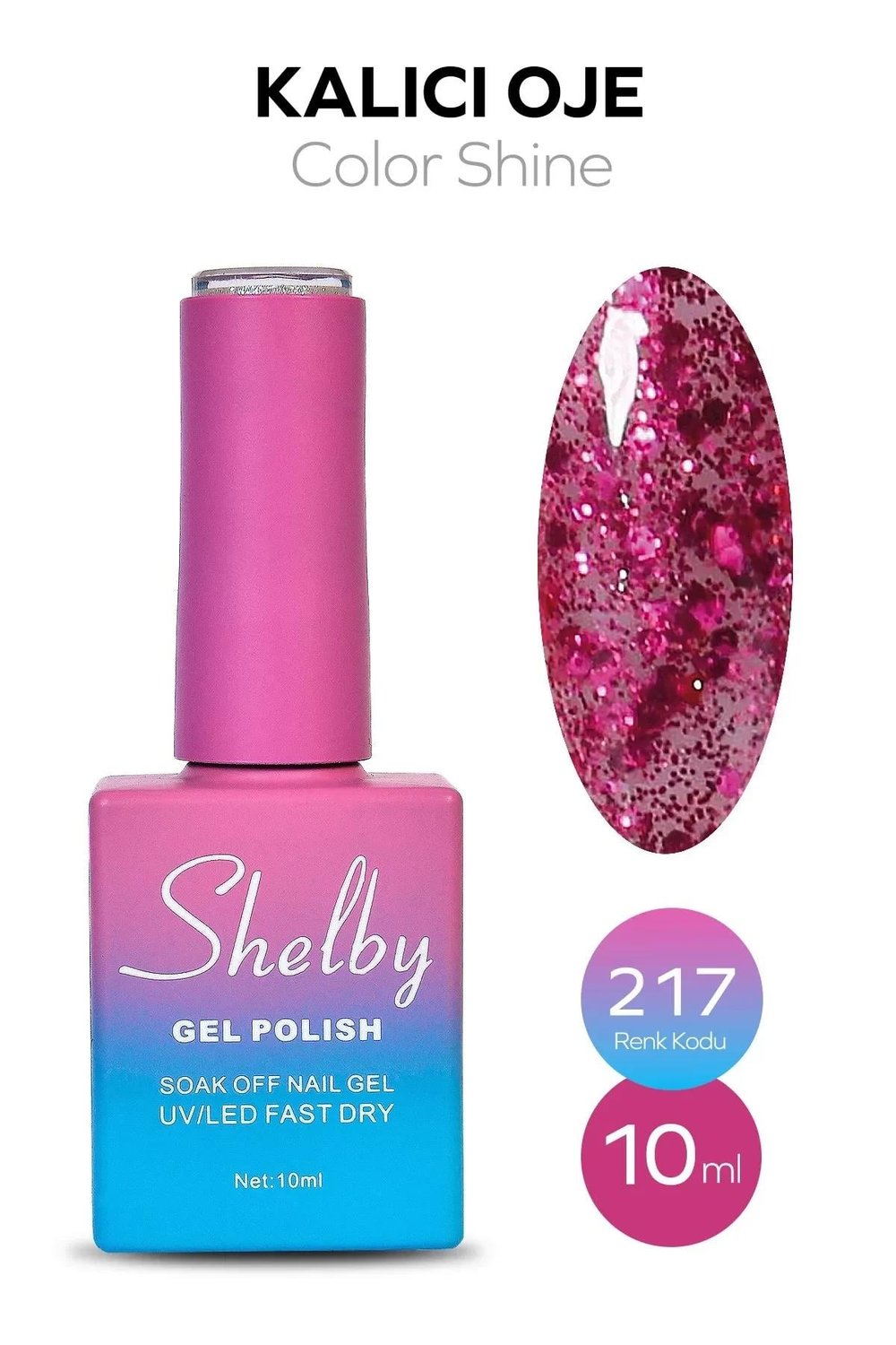 SHELBY 10 ML. A217 IŞILTILI RENKLİ KALICI OJE