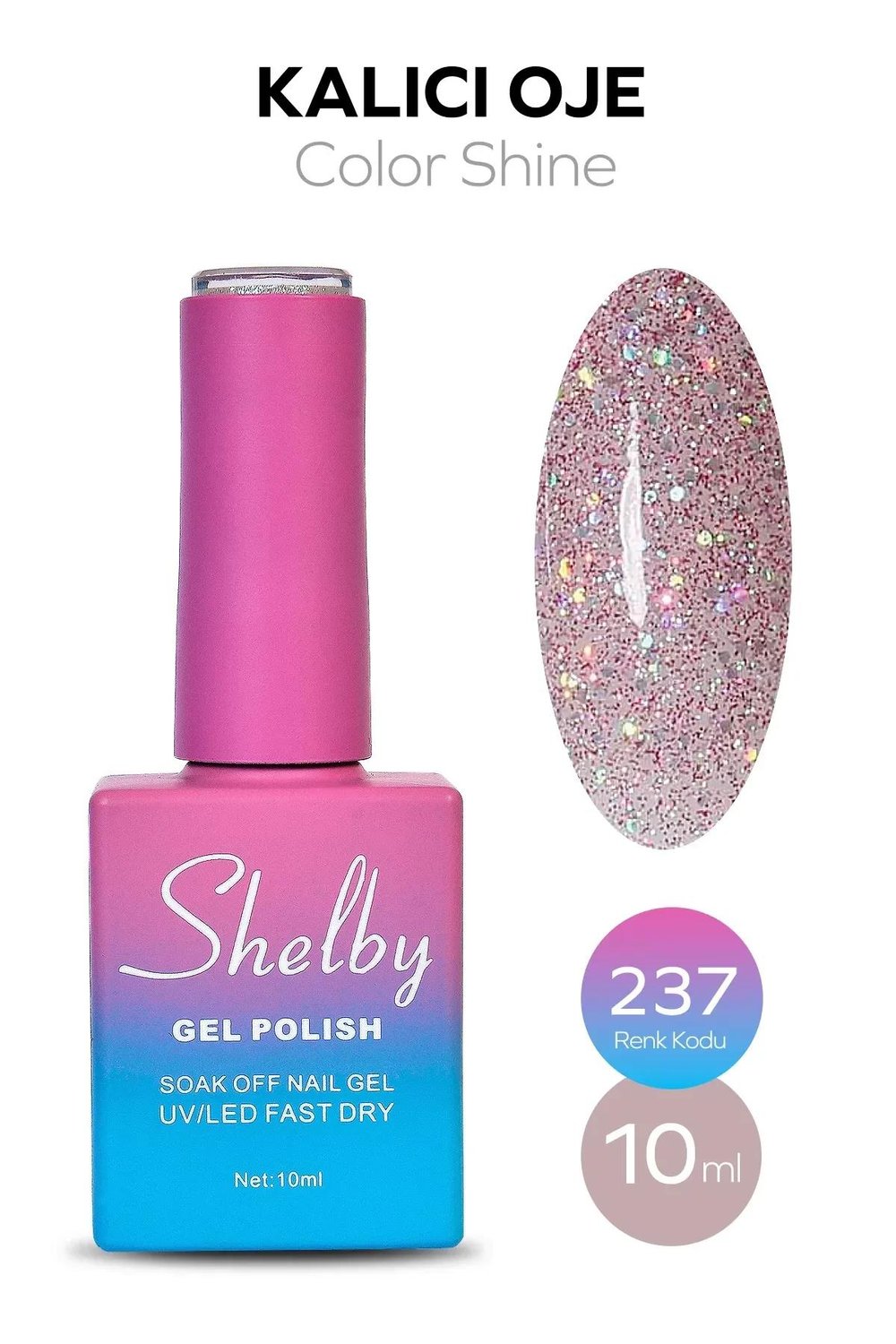 SHELBY 10 ML. A237 IŞILTILI RENKLİ KALICI OJE