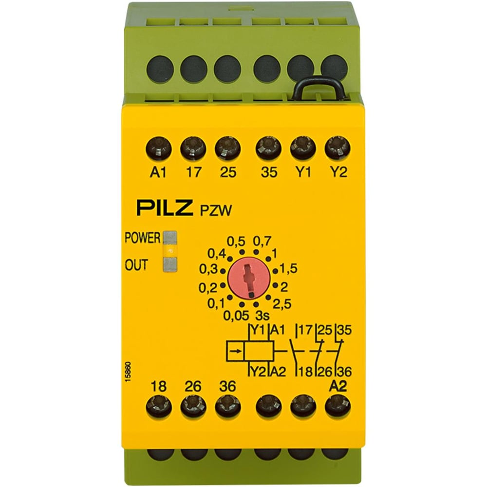 774042 PZW 3/24VDC Emniyet Rölesi – 1 N/O + 2 N/C, 0,05–3 sn Zaman Gecikmeli, 24V DC