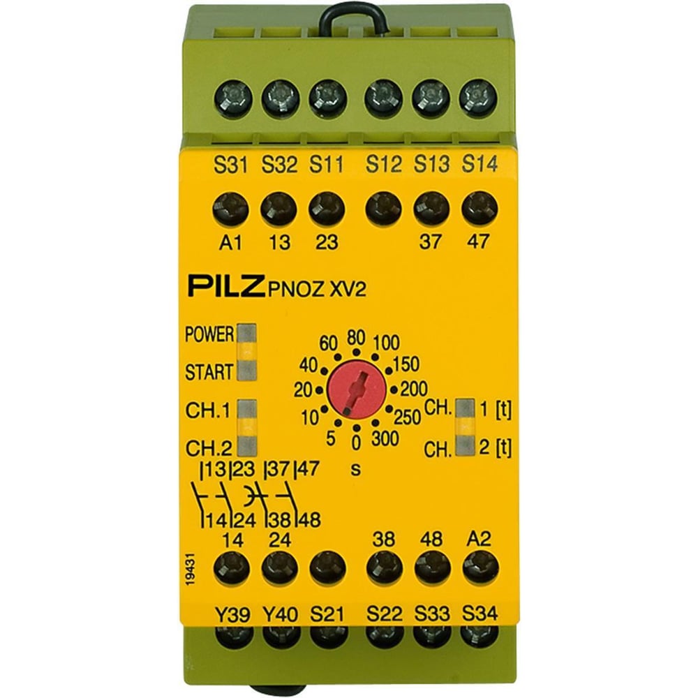 774500 PNOZ XV2 24V DC Emniyet Rölesi – 2 N/O + 2 N/O t-d, 0,1–30 s Gecikme Süresi, E-STOP & Emniyet Kapı İzleme