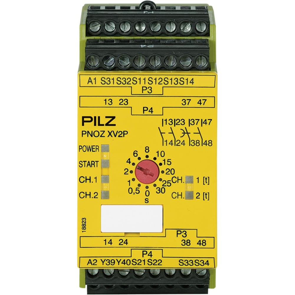777500 PNOZ XV2P 30/24VDC Emniyet Rölesi – 2 N/O + 2 N/O, 0,1–30 sn Ayarlanabilir, E-STOP ve Emniyet Kapısı