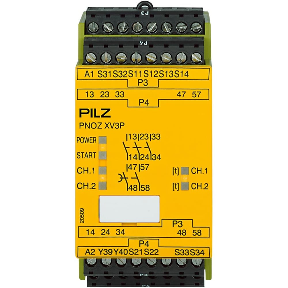 777514 PNOZ XV3P 0.5/24VDC Emniyet Rölesi – 3 N/O + 2 N/O, 0,5 sn Sabit, E-STOP ve Emniyet Kapısı