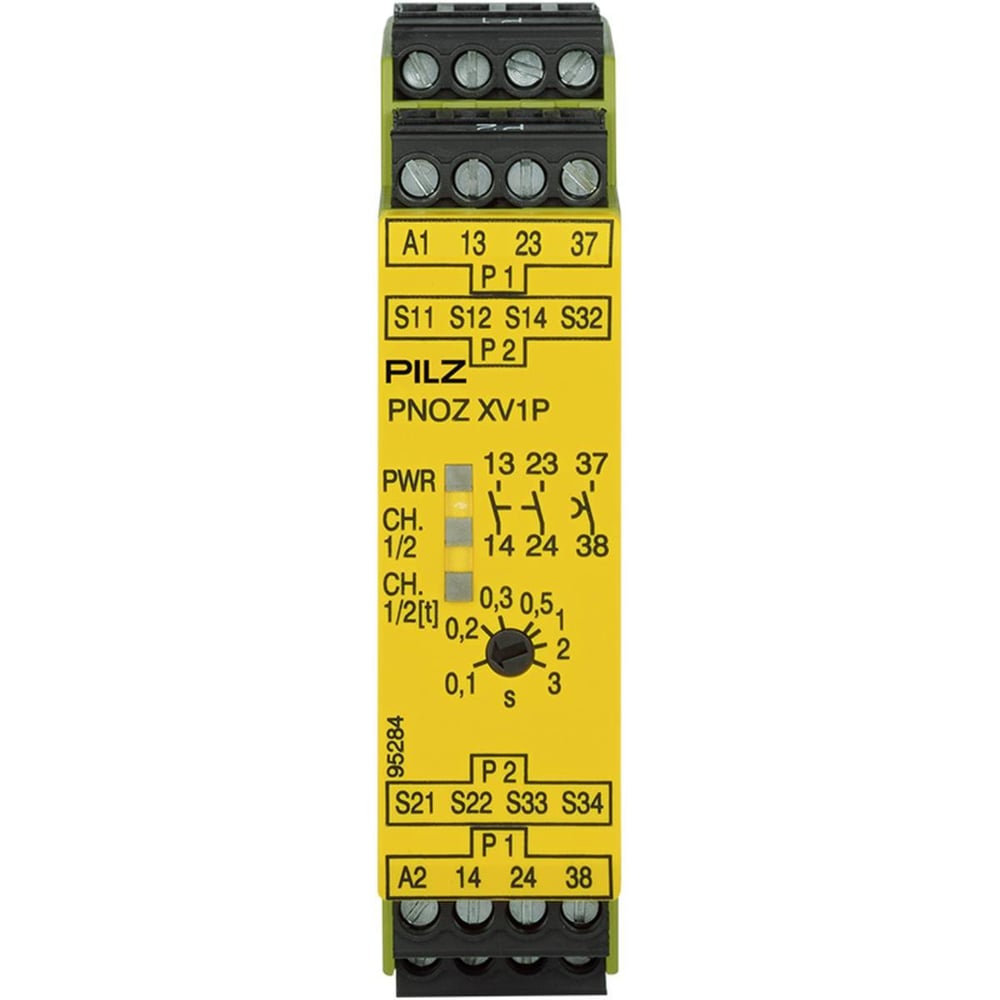 777602 PNOZ XV1P Emniyet Rölesi – 24V DC, 2 N/O + 1 N/O t-d, 1–30 s, E-STOP ve Işık Perdesi İzleme