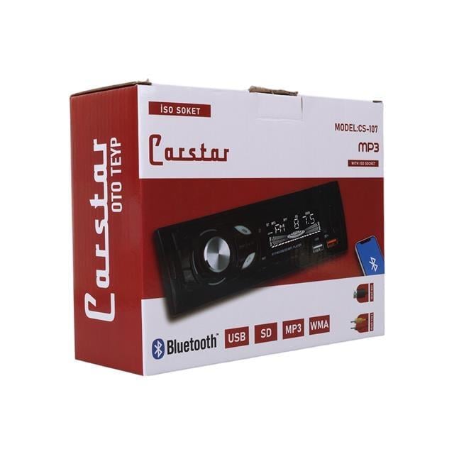 Carstar CS-107 Çift USB/SD/FM/AUX/Bluetooth Kumandalı Oto Teyp 4X60 Watt