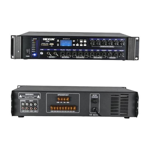 Dexun D-500 USB-SD-BT 350-700 W 6 Bölge 3 Aux 2 Mikrofon Giriş Trafolu Mixer Anfi
