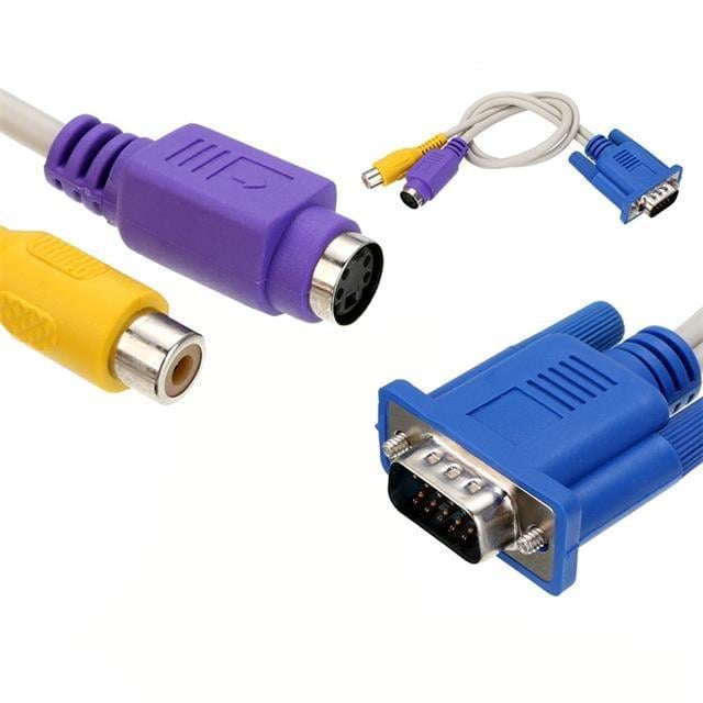 Elektromer Vga 15 Pin Erkek - 1 Rca Dişi+Mini DIN Dişi 10 Cm Kablo