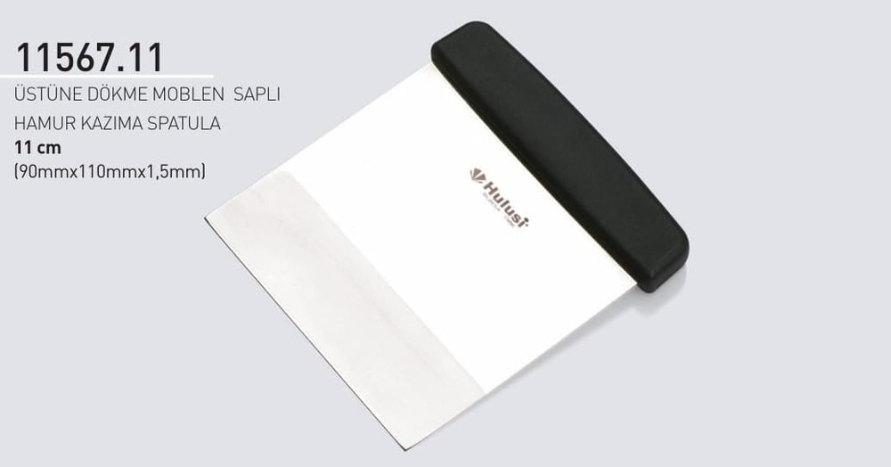 Hamur Kazıma Spatulası Hulusi Bıçak Unlu Mamüller Üstüne Dökme Moblen Saplı 11 cm 90mm X 110mm X 1.5mm 11567.11