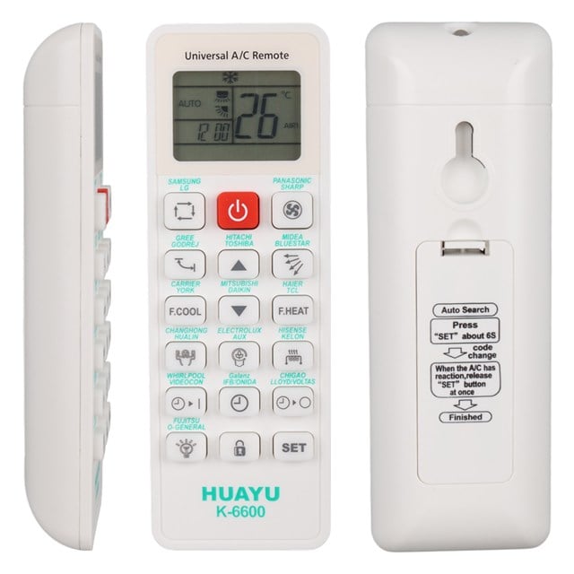 Huayu K-6600 Üniversal Akıllı Klima Kumandası 99% Uyumluluk LCD Ekranlı