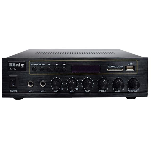 König K-100 USB-SD-Bluetooth Destekli 2 Mik. Giriş 8 Ohm 100/70v 80 Watt Trafolu Anfi