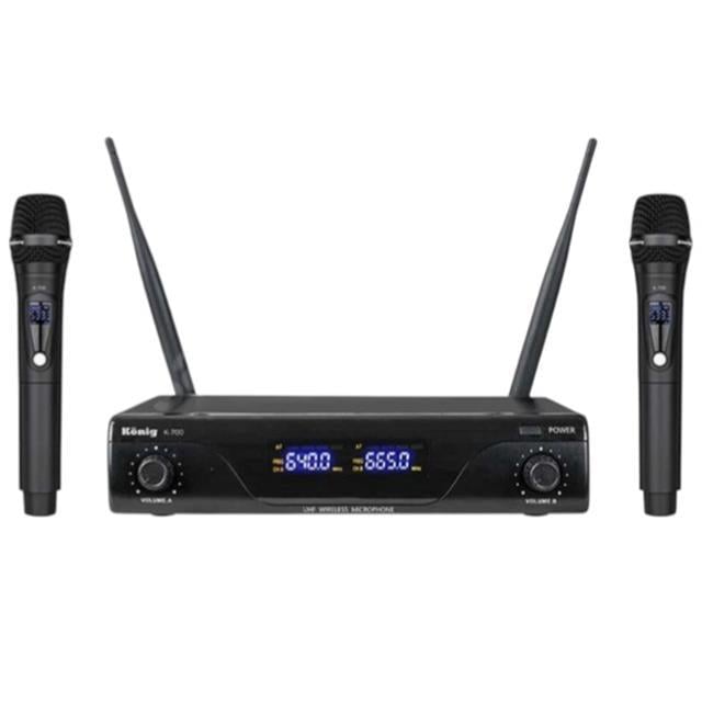 König K-700 Y-Y Profesyonel 663-694Mhz 2 Yaka 2 Kanal Uhf 2x50 Kablosuz Telsiz Mikrofon