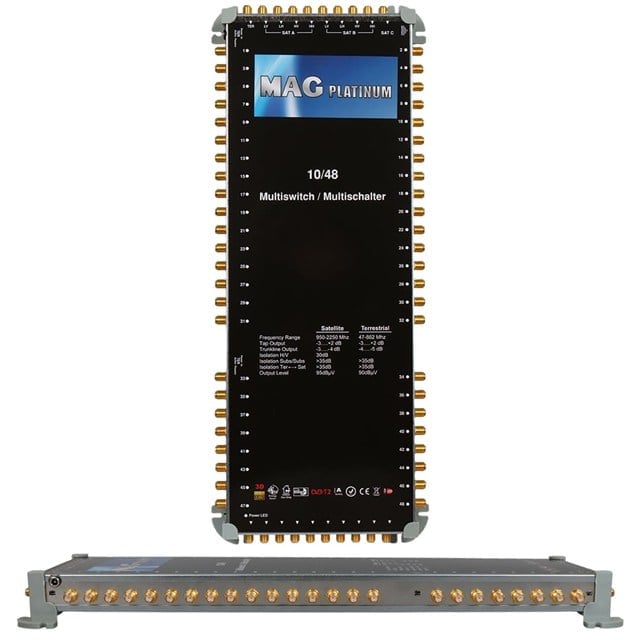 MAG Platinum MP 10/48 Multiswitch - 10 Giriş 48 Çıkışlı Merkezi Uydu Santrali Hybrid 4K ve 3D Destekli