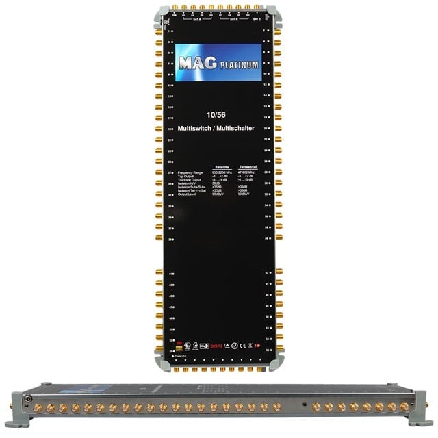MAG Platinum MP 10/56 Multiswitch - 10 Giriş 56 Çıkışlı Merkezi Uydu Santrali Hybrid 4K ve 3D Destekli