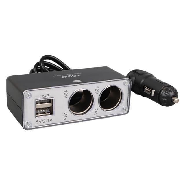 Olesson 1647 12-24V Çift USB Girişli 100W 70cm Kablolu 2li Araç Çakmak Çoklayıcı