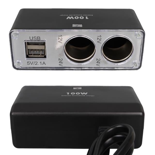 Olesson 1647 12-24V Çift USB Girişli 100W 70cm Kablolu 2li Araç Çakmak Çoklayıcı