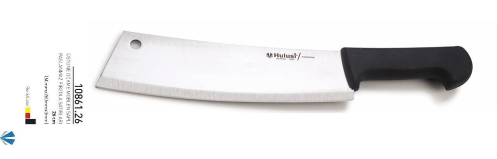 Paslanmaz Pirzola Satırı Hulusi Bıçak Üstüne Dökme Moblen Saplı 26 cm 60mm X 260mm X 3mm 10861.26