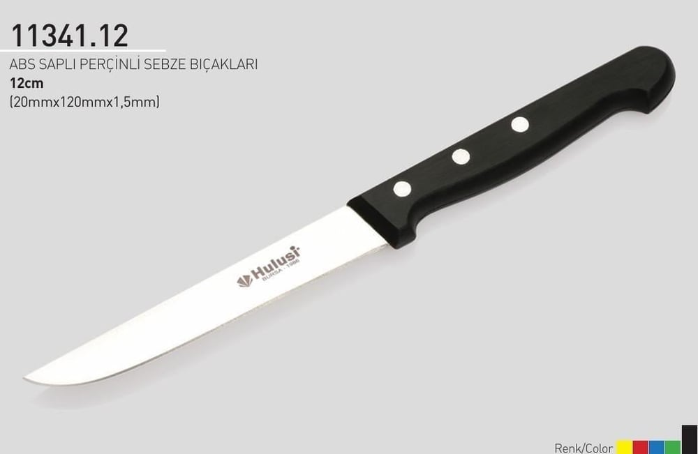 Perçinli Sebze Bıçağı 12 cm Hulusi Bıçak ABS Saplı 20mm X 120mm X 1.5mm 11341.12