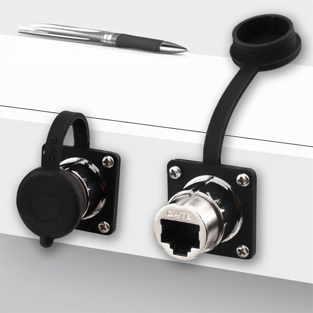 PowerMaster PM-24597 Dişi - Dişi IP68 Su Geçirmez Metal RJ45 Konnektör