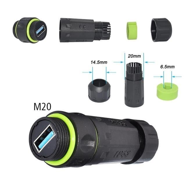 PowerMaster PM-24598 Dişi - Dişi IP68 Su Geçirmez 3.0 USB-A Konnektör